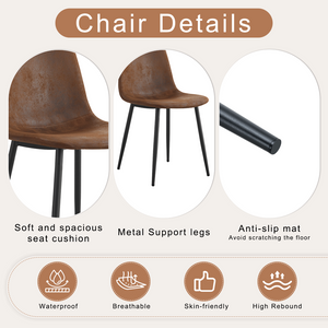 English Elm Table and Chair Set Walnut Grain Mdf Dining with Six Upholstered Fabric Seats W1151S04804