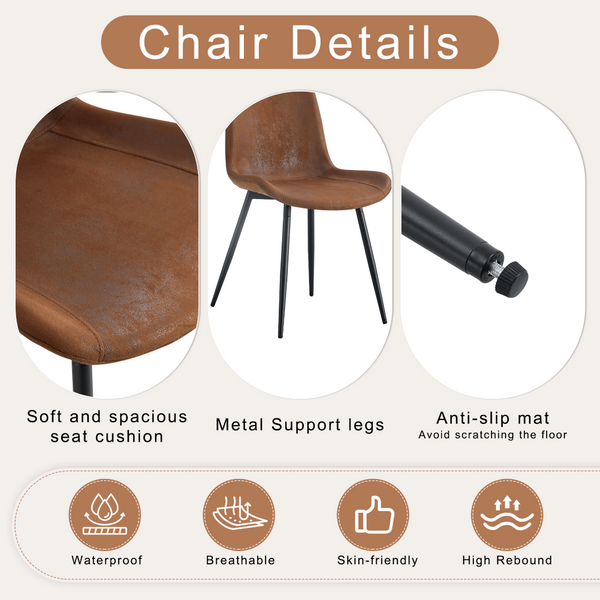 English Elm Table and Chair Set Walnut Grain Dining for Six with Techno Fabric Upholstered Seats W1151S04808