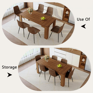 English Elm Table and Chair Set Walnut Grain Dining for Six with Techno Fabric Upholstered Seats W1151S04808
