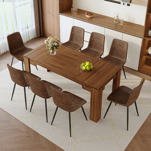 English Elm Table and 8 Chair Dining Set Walnut Grain Top with Cushioned Techno-fabric Seating W1151S04809