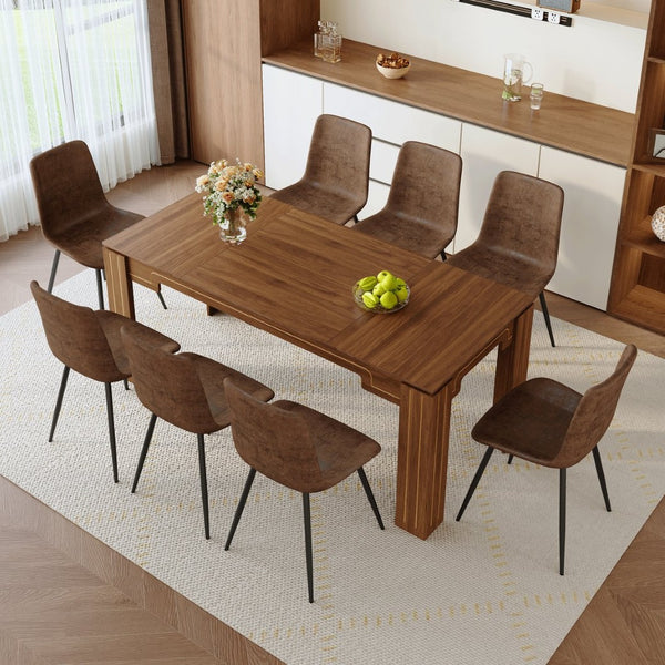 English Elm Table and 8 Chair Dining Set Walnut Grain Top with Cushioned Techno-fabric Seating W1151S04809