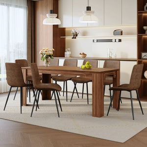English Elm Table and 8 Chair Dining Set Walnut Grain Top with Cushioned Techno-fabric Seating W1151S04809