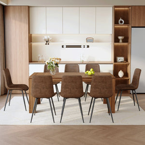 English Elm Table and 8 Chair Dining Set Walnut Grain Top with Cushioned Techno-fabric Seating W1151S04809