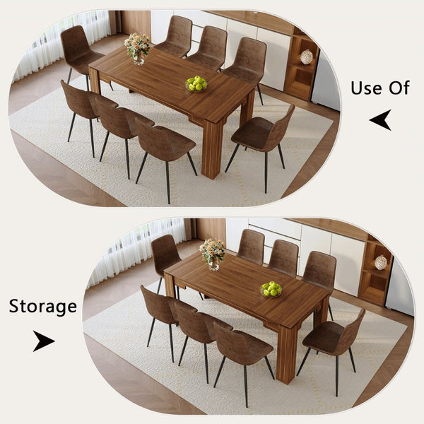 English Elm Table and 8 Chair Dining Set Walnut Grain Top with Cushioned Techno-fabric Seating W1151S04809