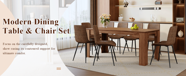 English Elm Table and 8 Chair Dining Set Walnut Grain Top with Cushioned Techno-fabric Seating W1151S04809