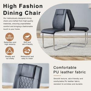 English Elm Table and Chair Set Marble Patterned Mdf Top with Six Pu Leather Seats for Dining Black W1151S04818