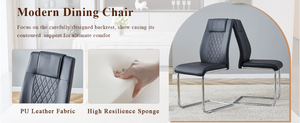 English Elm Table and Chair Set Marble Patterned Mdf Top with Six Pu Leather Seats for Dining Black W1151S04818