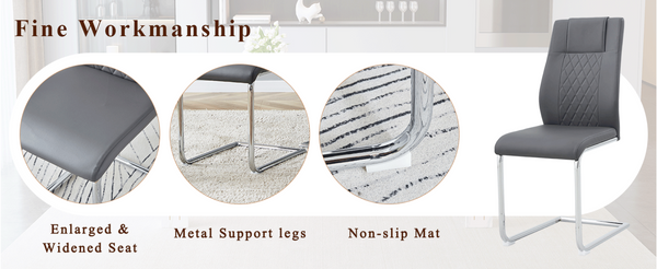 English Elm Table and Chair Set Marble Patterned Mdf Top with Six Pu Leather Seats for Dining Dark Gray W1151S04822