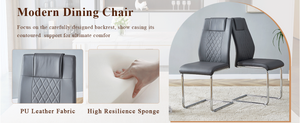 English Elm Table and Chair Set Marble Patterned Mdf Top with Six Pu Leather Seats for Dining Dark Gray W1151S04822