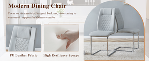English Elm Table and Chair Set Marble Patterned Mdf Top with Six Pu Leather Seats for Dining Light Gray W1151S04824