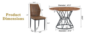 English Elm Table and Chair Set Walnut Grain Mdf Dining with Six Upholstered Fabric Seats Brown, Walnut+Black W1151S04860