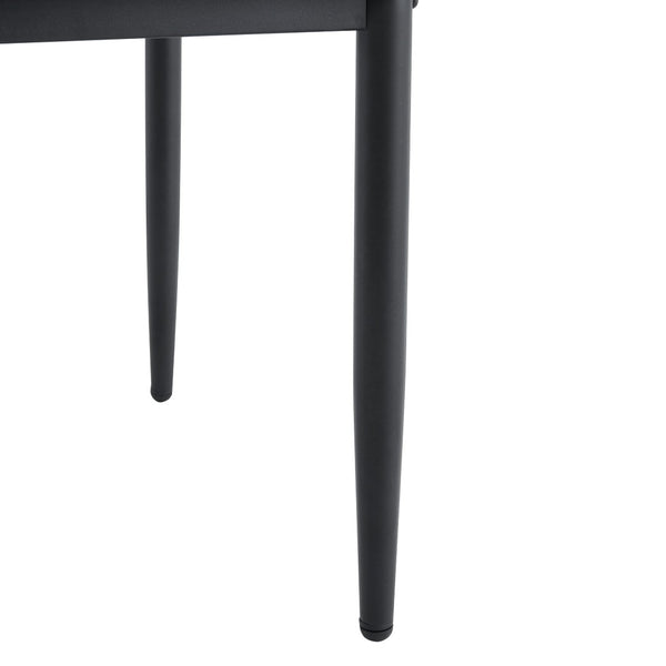 English Elm Table and Chair Set Walnut Grain Mdf Dining with Six Upholstered Fabric Seats Brown, Walnut+Black W1151S04860