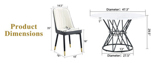 English Elm Table and Chair Set Round Mdf Five Piece Dining with Gold Accent Legs for Modern Spaces White W1151S04869