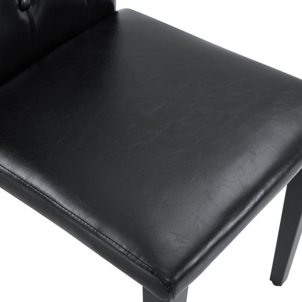 English Elm Table and Chair Set Round Marble Mdf Top with Four Pu Leather Seats Modern Dining White Black - A W1151S04877