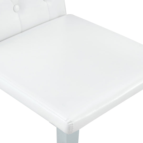 English Elm Table and Chair Set Round Marble Mdf Top with Four Pu Leather Seats Modern Dining White White - B W1151S04881