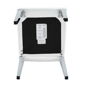 English Elm Table and Chair Set Round Marble Mdf Top with Four Pu Leather Seats Modern Dining White White - B W1151S04881