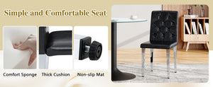 English Elm Table and Chair Set Round Marble Mdf Top Matte Black Metal Base Modern Dining for Four W1151S04885