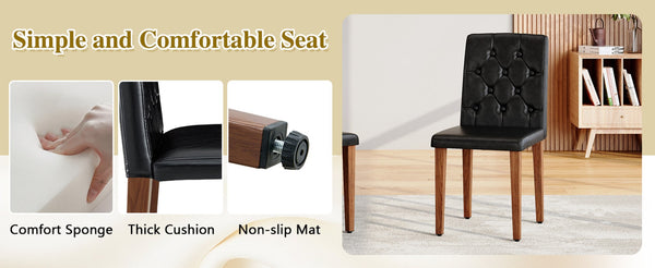English Elm Table and Chair Set Round Marble Mdf Top with Four Pu Leather Seats Modern Dining White Black - B W1151S04887