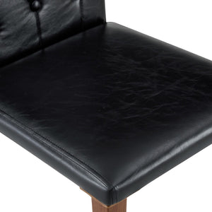 English Elm Table and Chair Set Round Marble Mdf Top with Four Pu Leather Seats Modern Dining White Black - B W1151S04887
