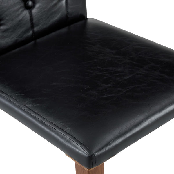 English Elm Table and Chair Set Round Marble Mdf Top with Four Pu Leather Seats Modern Dining White Black - B W1151S04887