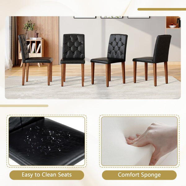 English Elm Table and Chair Set Round Marble MDF Top with Hourglass Base and PU Leather Seating 4 Chairs W1151S04887