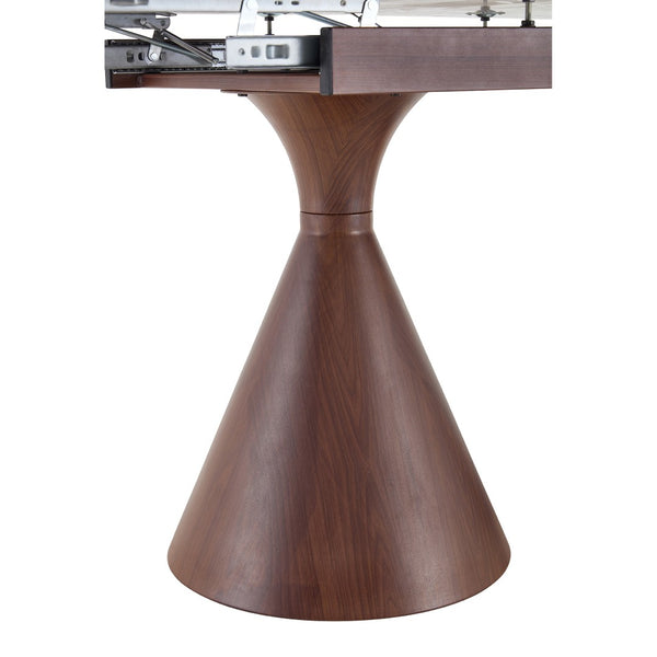 English Elm Extendable Marble Patterned Dining Table Seats Eight with Tapered Walnut Tone Metal Legs Walnut / White W1151S04898