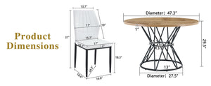 English Elm Table and Chair Set Round Marble Mdf Top with Shell Pu Seats for Modern Dining Black, White, Wood W1151S04903