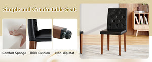 English Elm Table and Chair Set Round Marble Mdf Top with Four Pu Leather Seats Modern Dining Wood Black - B W1151S04911