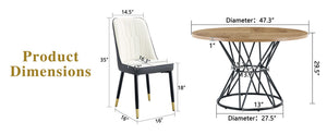 English Elm Table and Chair Set Round Mdf Five Piece Dining with Gold Accent Legs for Modern Spaces Wood Grain W1151S04921