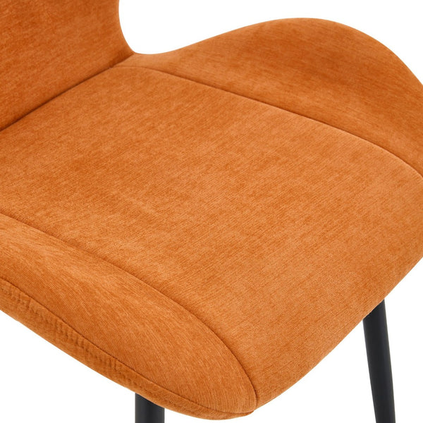 English Elm Table and Chair Set 8 Seat Industrial Walnut Mdf X Frame with Fabric Dining Chairs Orange, Walnut+Black W1151S04936