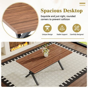 English Elm Table and Chair Set Walnut MDF Dining with X Frame and Six Linen Upholstered Seats W1151S04941