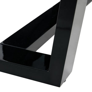 English Elm Seating Eight Tempered Glass Rectangular Dining Table with Matte Black Mdf Base W1151S04949