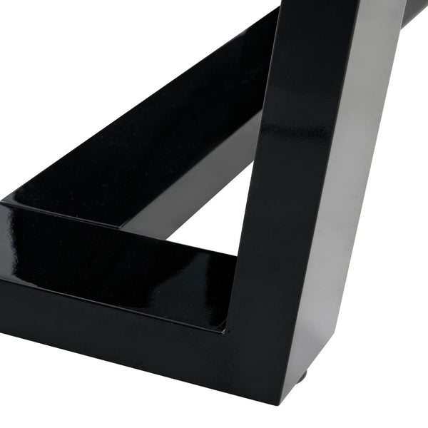 English Elm Seating Eight Tempered Glass Rectangular Dining Table with Matte Black Mdf Base W1151S04949