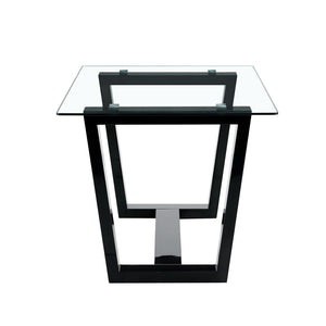 English Elm Seating Eight Tempered Glass Rectangular Dining Table with Matte Black Mdf Base W1151S04949