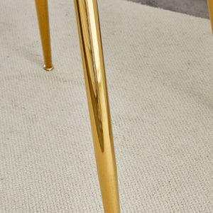 English Elm A Round Tempered Glass Dining Table with Gold Metal Legs Seats Four to Six W1151S04954