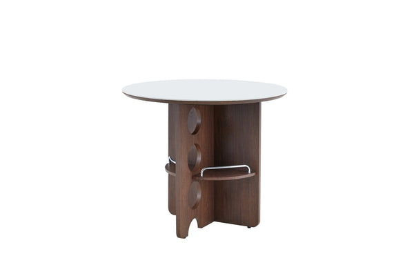 English Elm Medieval-style Sintered Stone Round Dining Table with Storage Shelf for Compact Spaces White Walnut W1151S04956
