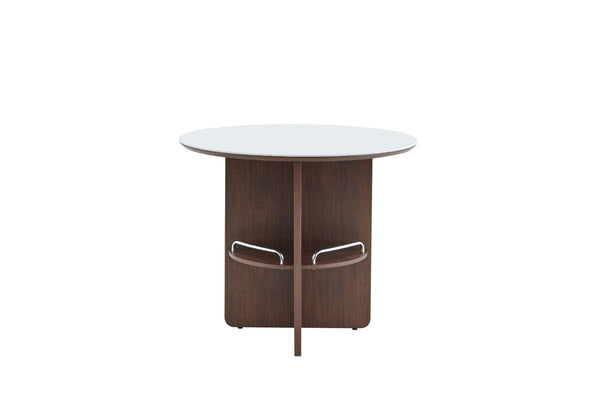 English Elm Medieval-style Sintered Stone Round Dining Table with Storage Shelf for Compact Spaces White Walnut W1151S04956