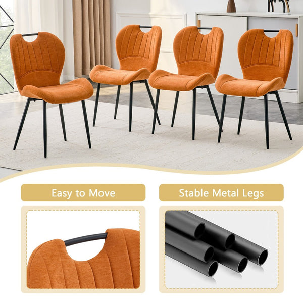 English Elm Table Set Square Tempered Glass Top with Four Upholstered Chairs Modern Dining Room W1151S04958