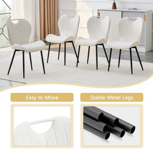 English Elm Table and Chair Set Square Tempered Glass Top Pedestal Base with 4 Pu Dining Seats White Chairs W1151S04959