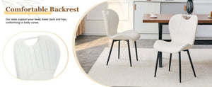 English Elm Table and Chair Set Square Tempered Glass Top Pedestal Base with 4 Pu Dining Seats White Chairs W1151S04959