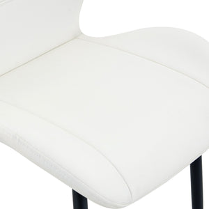 English Elm Table and Chair Set Square Tempered Glass Top Pedestal Base with 4 Pu Dining Seats White Chairs W1151S04959