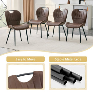 English Elm Table and Chair Set Square Tempered Glass Top Black Metal Pedestal Base 5 Piece Brown W1151S04961