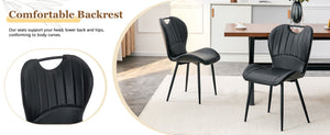English Elm Table and Chair Set Square Tempered Glass Top Pedestal Base with 4 Pu Dining Seats Black Chairs W1151S04962