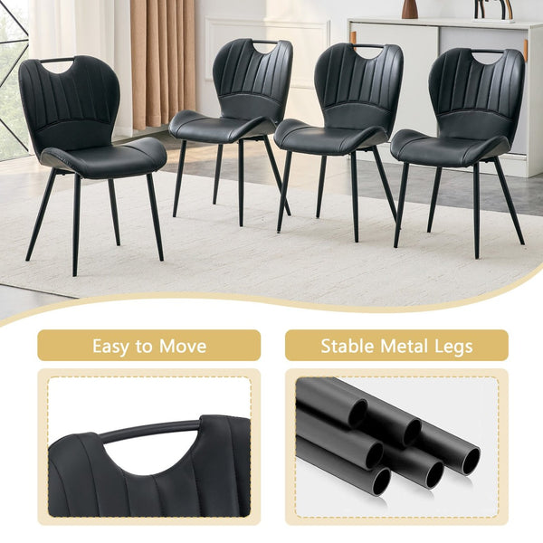 English Elm Table and Chair Set Square Tempered Glass Top Pedestal Base with 4 Pu Dining Seats Black Chairs W1151S04962