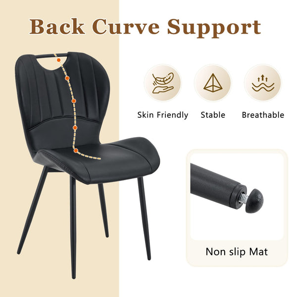 English Elm Table and Chair Set Square Tempered Glass Top Pedestal Base with 4 Pu Dining Seats Black Chairs W1151S04962