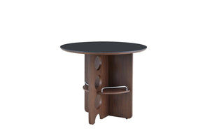 English Elm Medieval-style Sintered Stone Round Dining Table with Storage Shelf for Compact Spaces Black Walnut W1151S04964