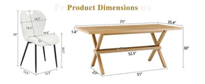 English Elm Table and Chair Set 9 Piece Industrial Dining with Mdf Top X Frame Metal Base Wood Grain White W1151S04965