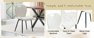 English Elm Table and Chair Set 9 Piece Industrial Dining with Mdf Top X Frame Metal Base Wood Grain White W1151S04965