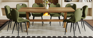 English Elm Table and Chair Set 9 Piece Walnut Mdf Top X Frame Seats Eight Dining Room Olive Green / Black / Wood W1151S04968