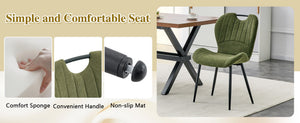 English Elm Table and Chair Set 9 Piece Walnut Mdf Top X Frame Seats Eight Dining Room Olive Green / Black / Wood W1151S04968